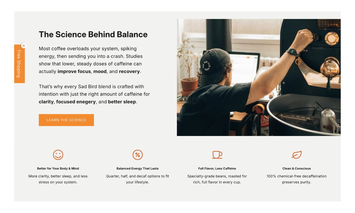 Sad Bird Coffee website