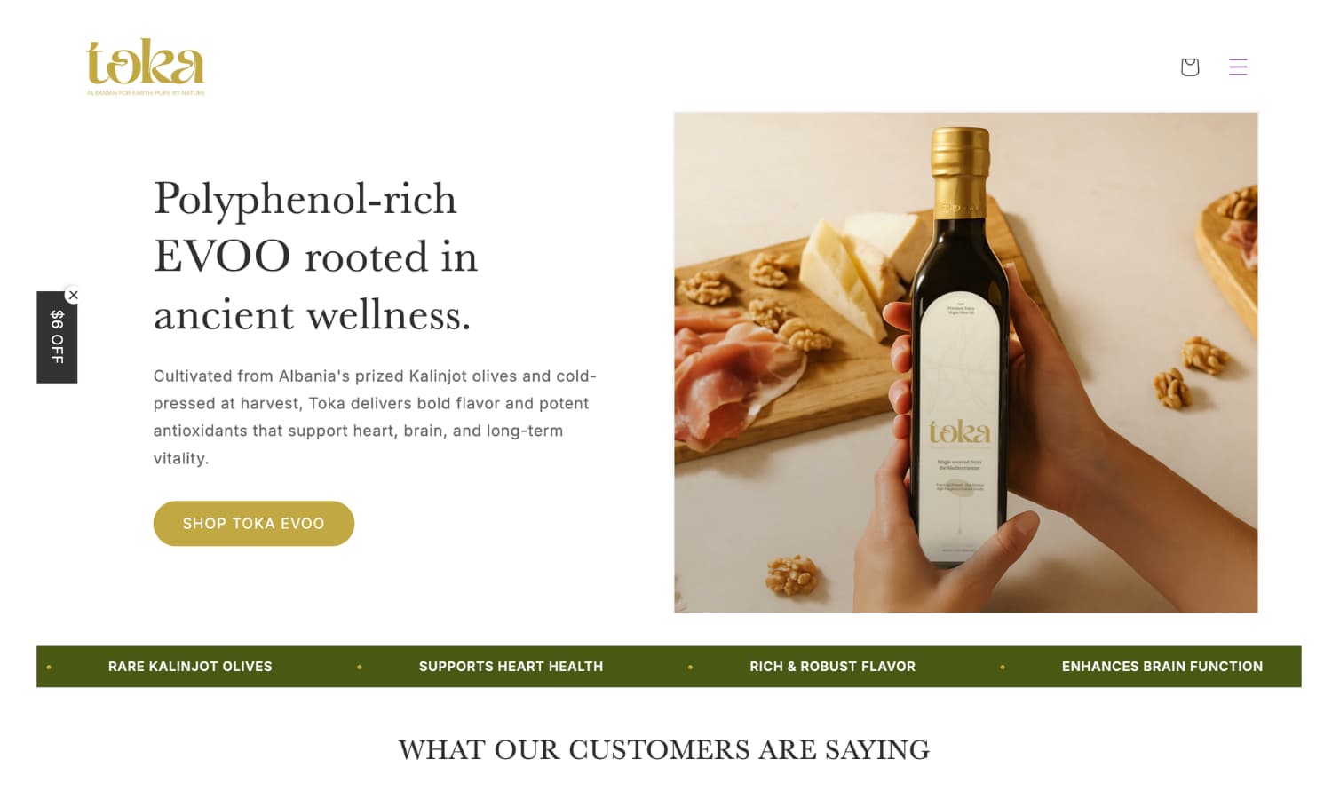Toka Olive Oil website