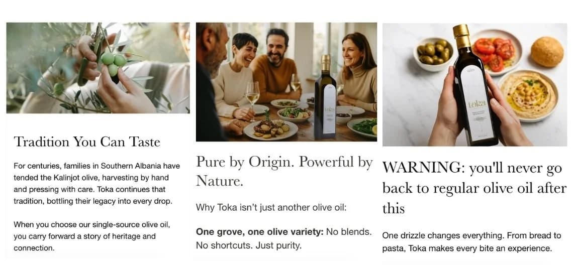 Toka Olive Oil ad creative